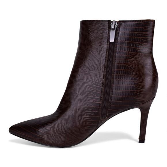 Nine West Fayla Dark Brown Textured Ankle Boots – Size 6M - Picture 6 of 9